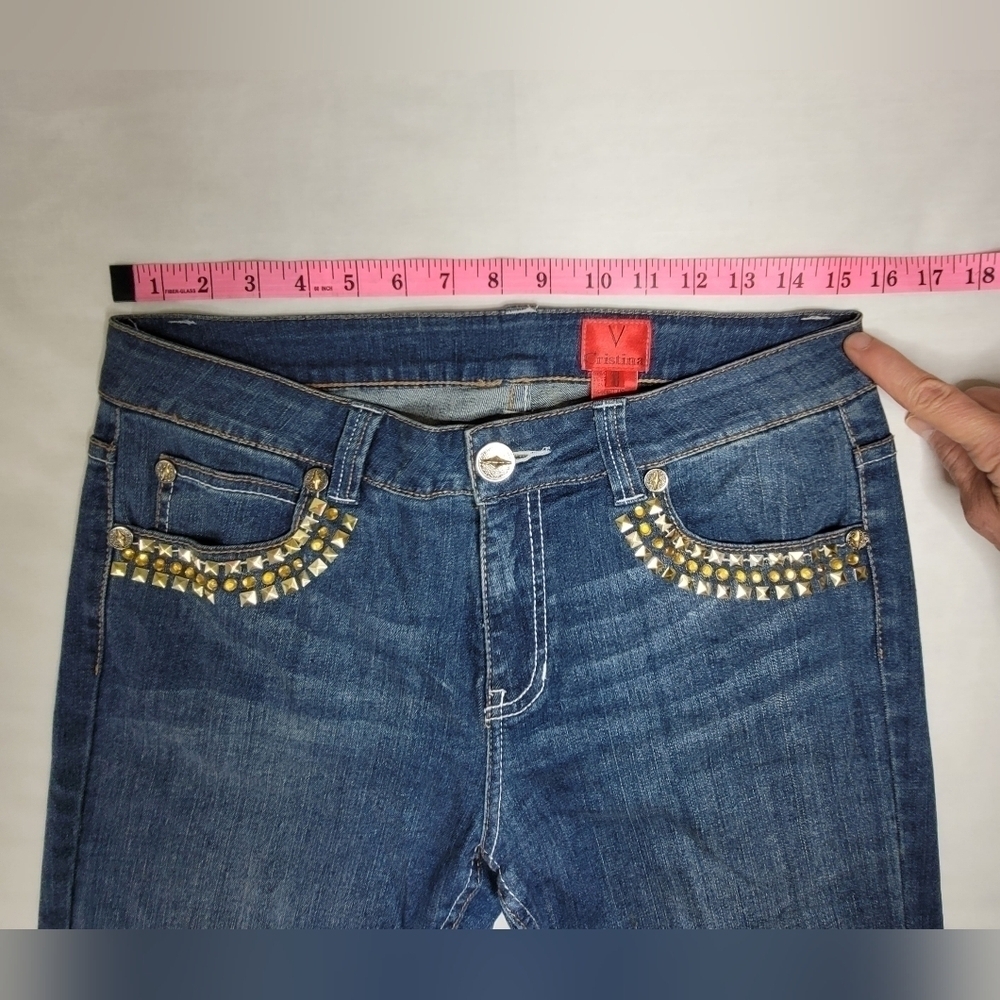 V Cristina Studded Mid-rise Straight Leg Midwash Women's Jeans Size 10 - Picture 11 of 13